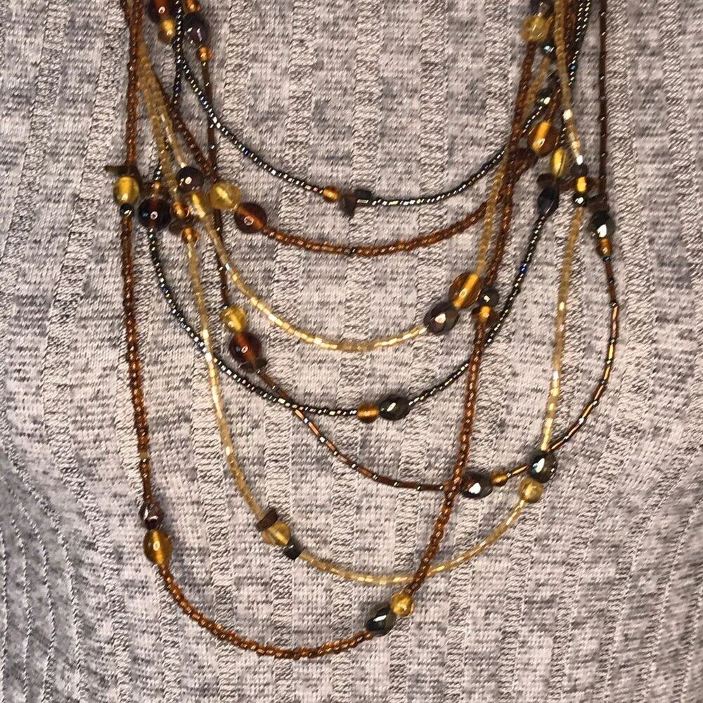 Multi Strand Beads Crystal Signed Tag‎ NY EUC